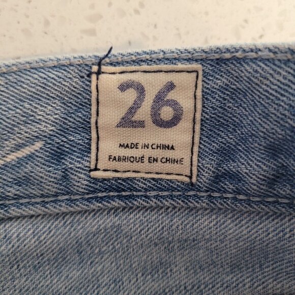 We The Free Jeans Women 26 Blue Tapered Button Fly Distressed Hi Rise Raw Hem - Picture 5 of 11